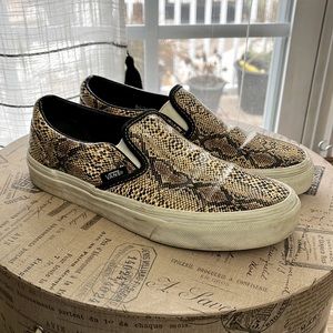 Women’s snakeskin Vans slip ons
